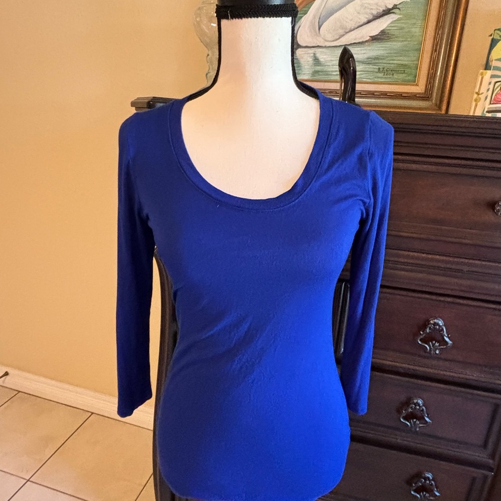 Green Envelope Royal Blue Long Sleeve Top